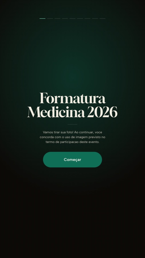 Tela de boas-vindas no layout Premium